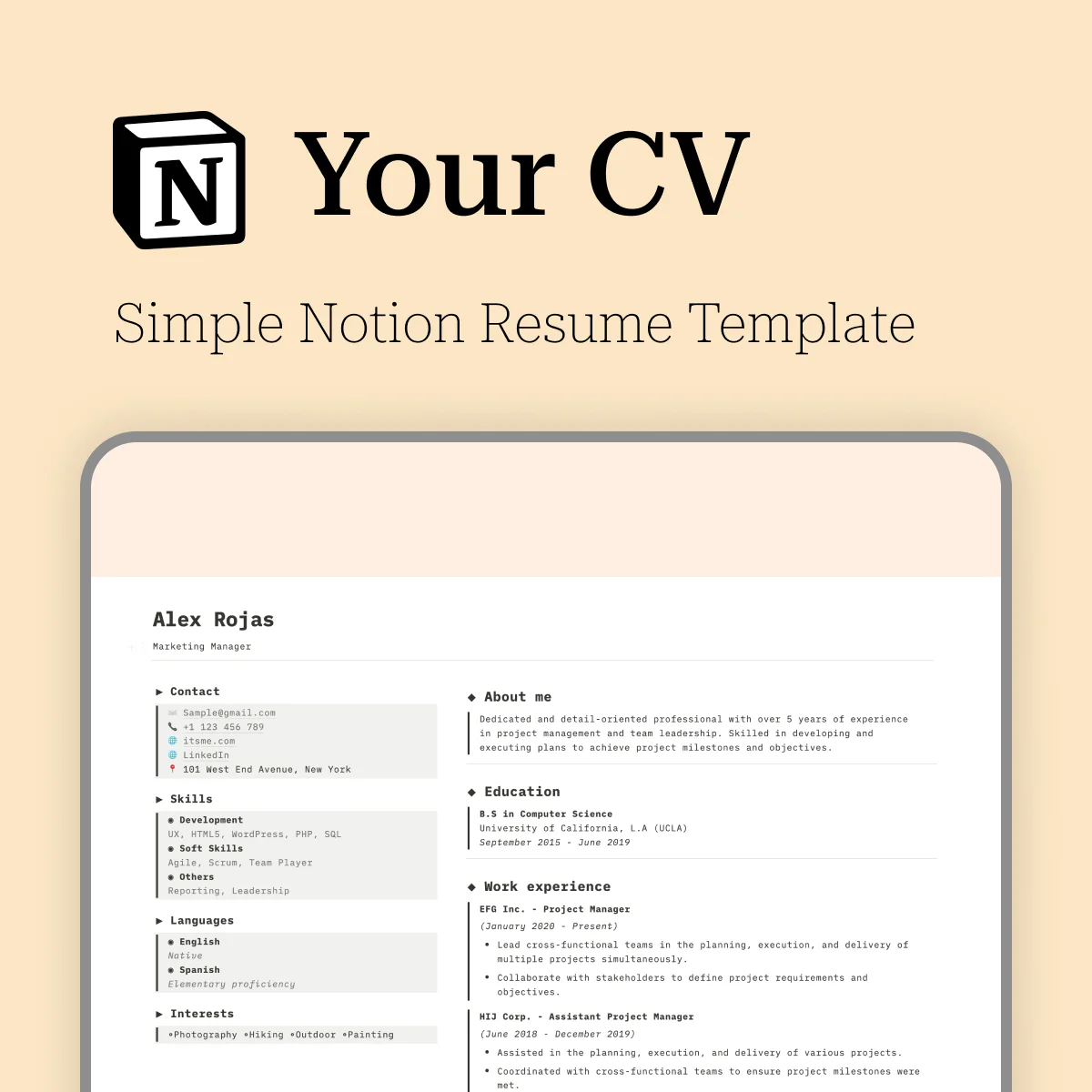 Your CV – the Simple Notion Resume Template